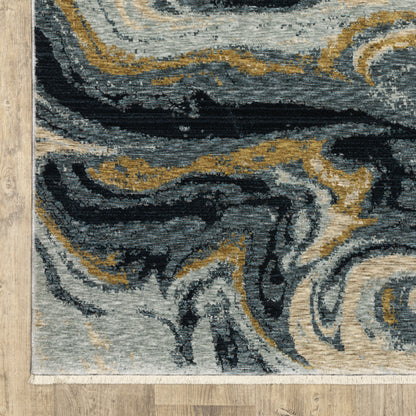 Oriental Weavers Capella CAP10 soft transitional rug featuring textured design in navy blue/ teal tones