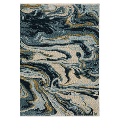 Oriental Weavers Capella CAP10 soft transitional rug featuring textured design in navy blue/ teal tones