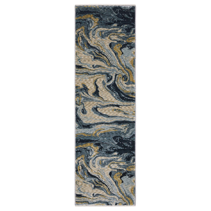 Oriental Weavers Capella CAP10 soft transitional rug featuring textured design in navy blue/ teal tones