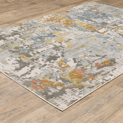 Oriental Weavers Caravan 1340W soft area rug featuring textured design in grey/ blue tones