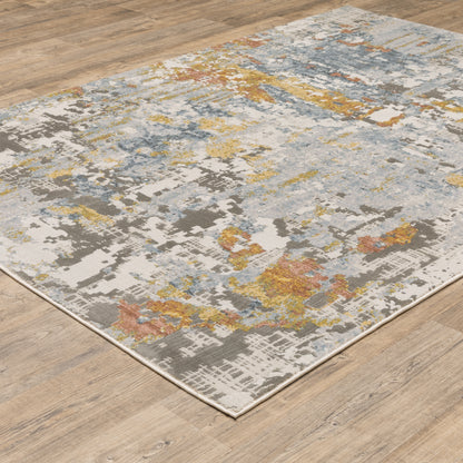 Oriental Weavers Caravan 1340W soft area rug featuring textured design in grey/ blue tones
