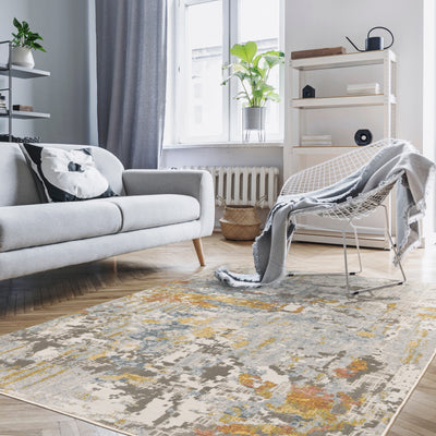 Oriental Weavers Caravan 1340W soft area rug featuring textured design in grey/ blue tones