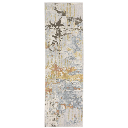 Oriental Weavers Caravan 1340W soft area rug featuring textured design in grey/ blue tones