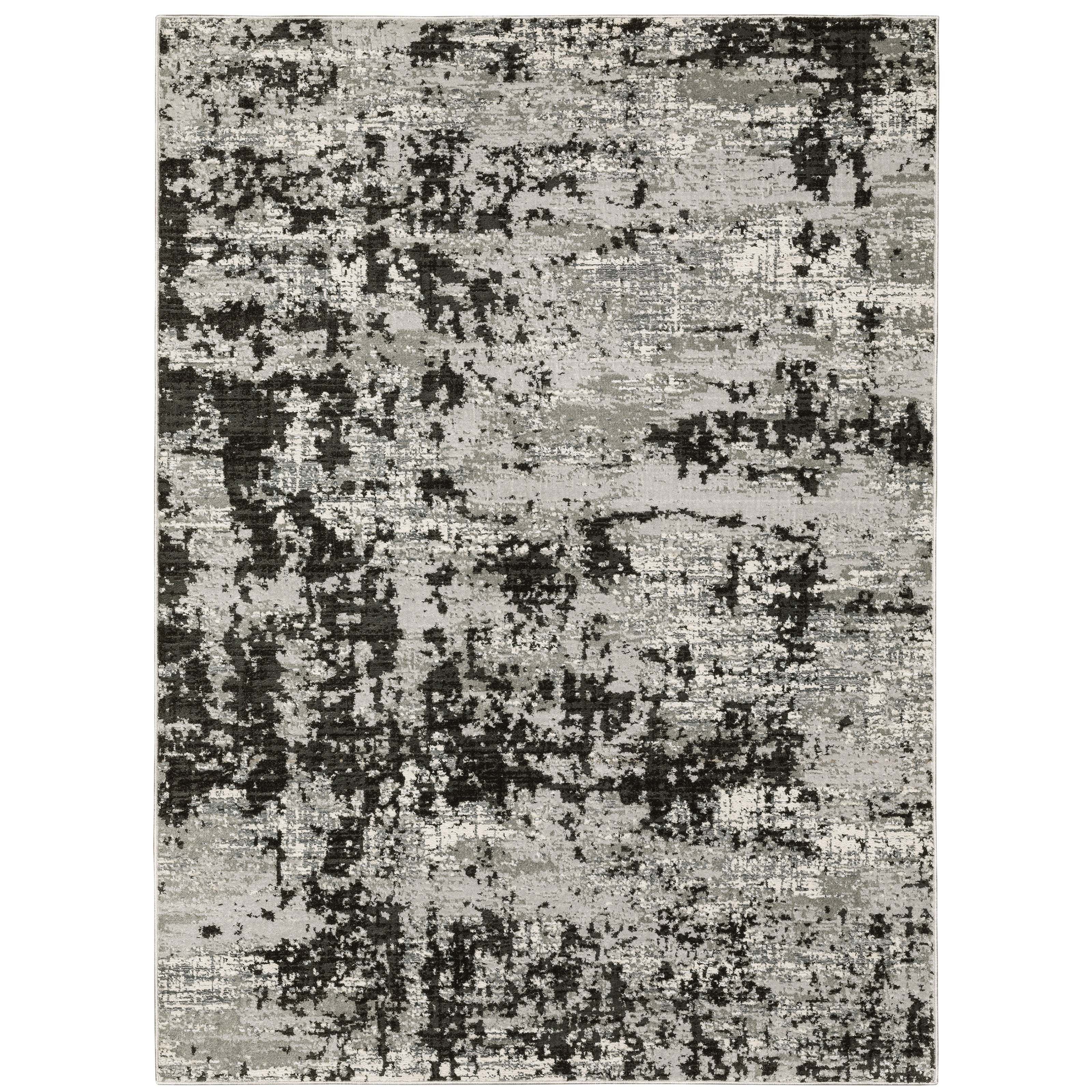 Oriental Weavers Caravan 4153Q soft area rug featuring textured design in grey/ black tones
