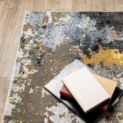 Oriental Weavers Caravan 502X8 soft area rug featuring textured design in grey/ multi tones