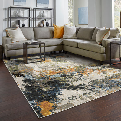 Oriental Weavers Caravan 502X8 soft area rug featuring textured design in grey/ multi tones