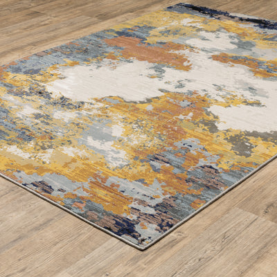 Oriental Weavers Caravan 530V8 soft area rug featuring textured design in yellow/ blue tones