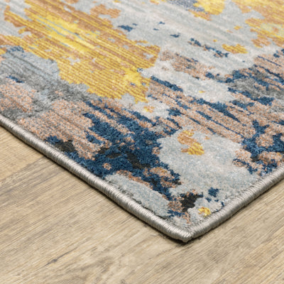 Oriental Weavers Caravan 530V8 soft area rug featuring textured design in yellow/ blue tones