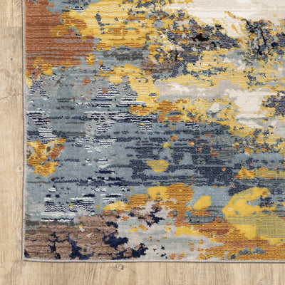 Oriental Weavers Caravan 530V8 soft area rug featuring textured design in yellow/ blue tones