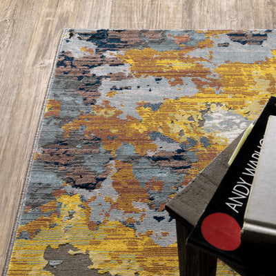 Oriental Weavers Caravan 530V8 soft area rug featuring textured design in yellow/ blue tones