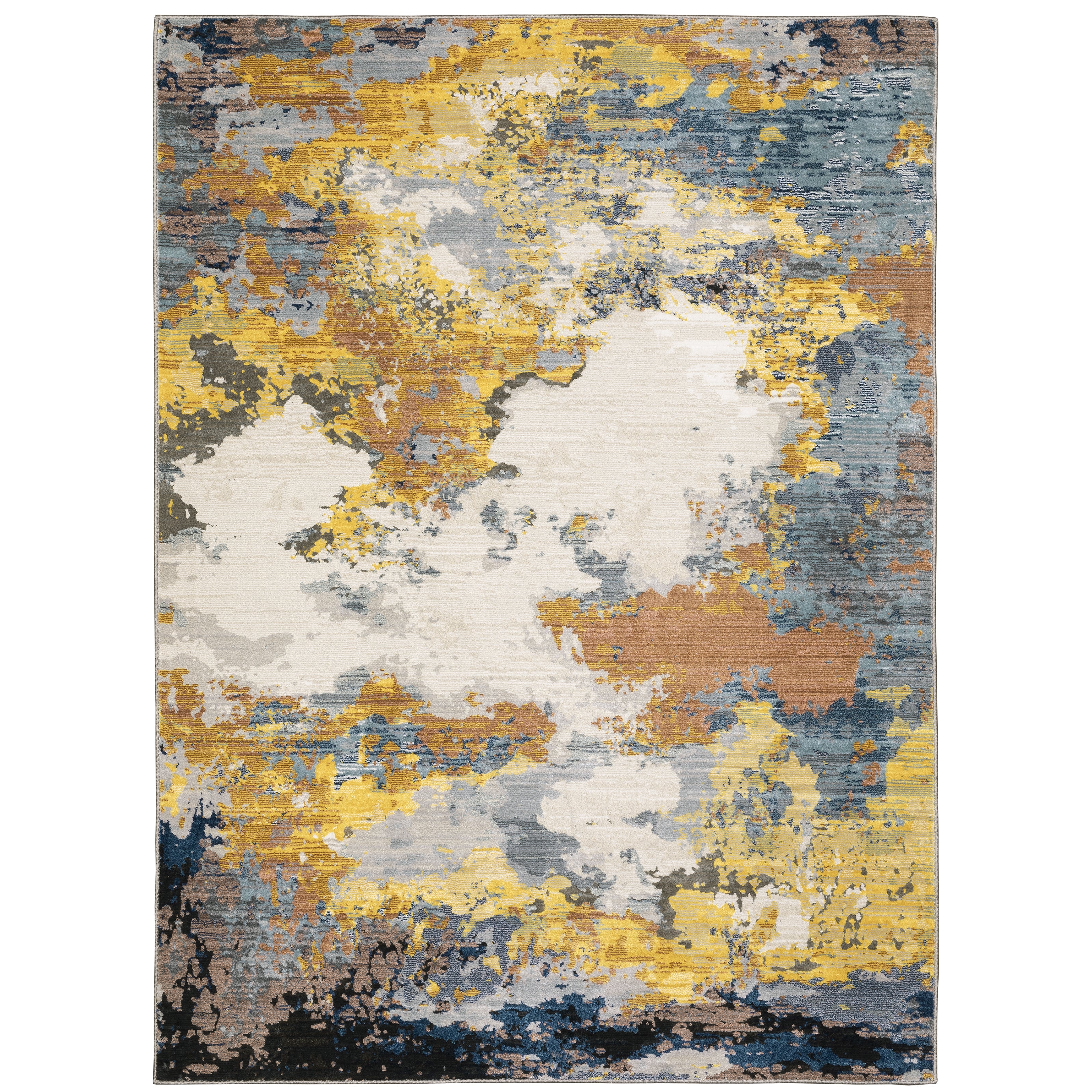 Oriental Weavers Caravan 530V8 soft area rug featuring textured design in yellow/ blue tones
