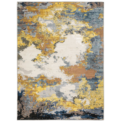 Oriental Weavers Caravan 530V8 soft area rug featuring textured design in yellow/ blue tones