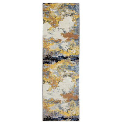 Oriental Weavers Caravan 530V8 soft area rug featuring textured design in yellow/ blue tones