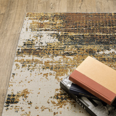 Oriental Weavers Caravan 8020X soft traditional rug featuring textured design in gold/ brown tones