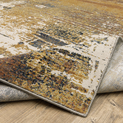 Oriental Weavers Caravan 8020X soft traditional rug featuring textured design in gold/ brown tones