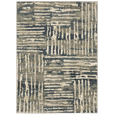 Oriental Weavers Carson 0745C plush modern rug featuring abstract pattern in blue/ beige tones