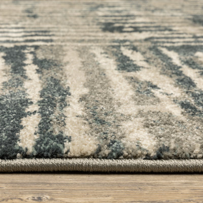 Oriental Weavers Carson 0745C plush modern rug featuring abstract pattern in blue/ beige tones
