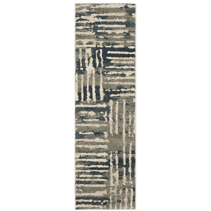 Oriental Weavers Carson 0745C plush modern rug featuring abstract pattern in blue/ beige tones