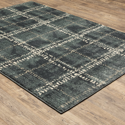 Oriental Weavers Carson 0746J plush modern rug featuring abstract pattern in blue/ ivory tones