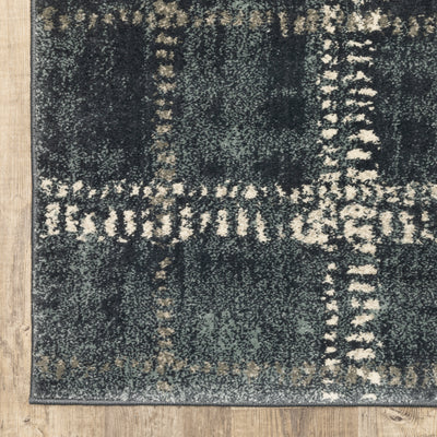 Oriental Weavers Carson 0746J plush modern rug featuring abstract pattern in blue/ ivory tones