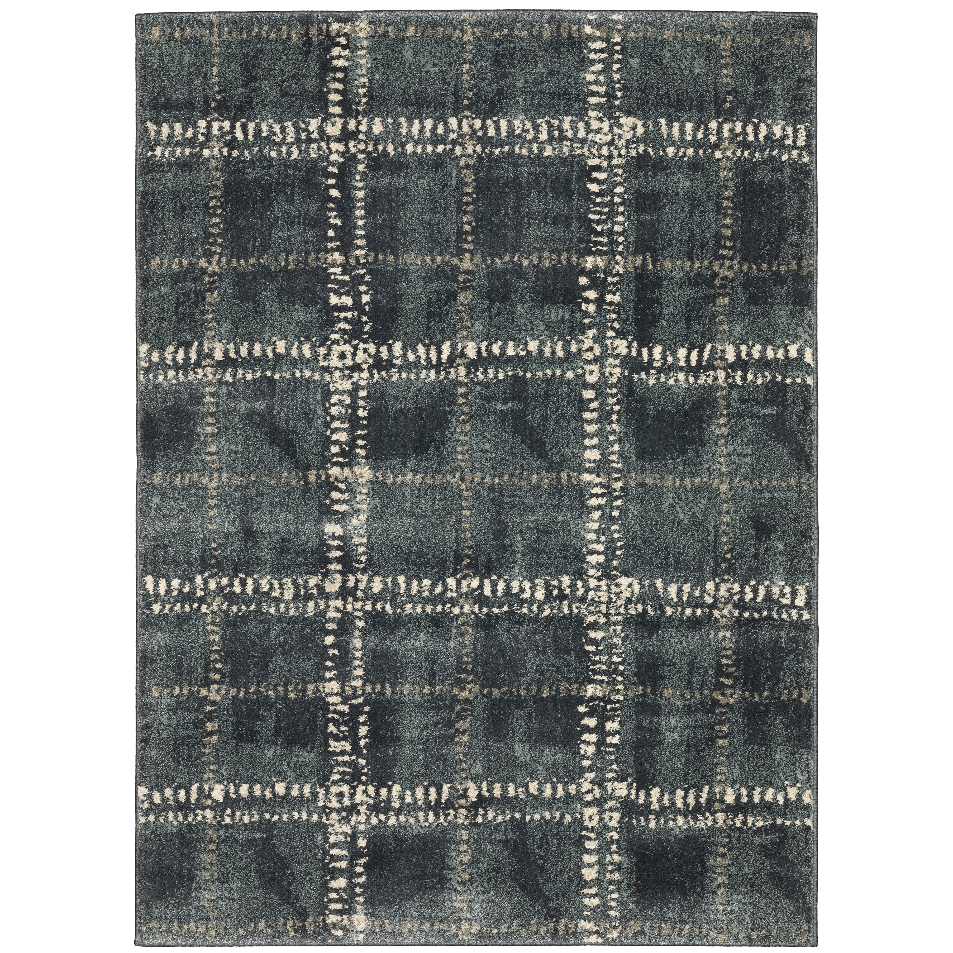 Oriental Weavers Carson 0746J plush modern rug featuring abstract pattern in blue/ ivory tones