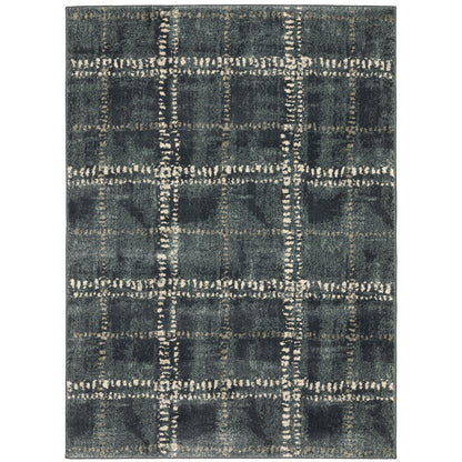 Oriental Weavers Carson 0746J plush modern rug featuring abstract pattern in blue/ ivory tones