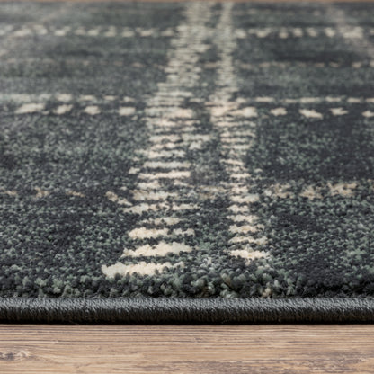Oriental Weavers Carson 0746J plush modern rug featuring abstract pattern in blue/ ivory tones