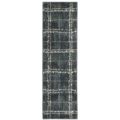 Oriental Weavers Carson 0746J plush modern rug featuring abstract pattern in blue/ ivory tones