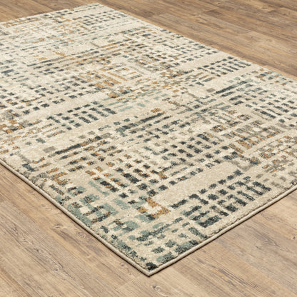 Oriental Weavers Carson 0748F plush modern rug featuring abstract pattern in beige/ grey tones