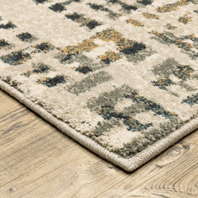 Oriental Weavers Carson 0748F plush modern rug featuring abstract pattern in beige/ grey tones