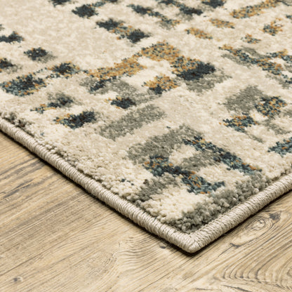 Oriental Weavers Carson 0748F plush modern rug featuring abstract pattern in beige/ grey tones