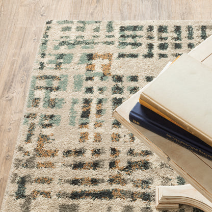 Oriental Weavers Carson 0748F plush modern rug featuring abstract pattern in beige/ grey tones