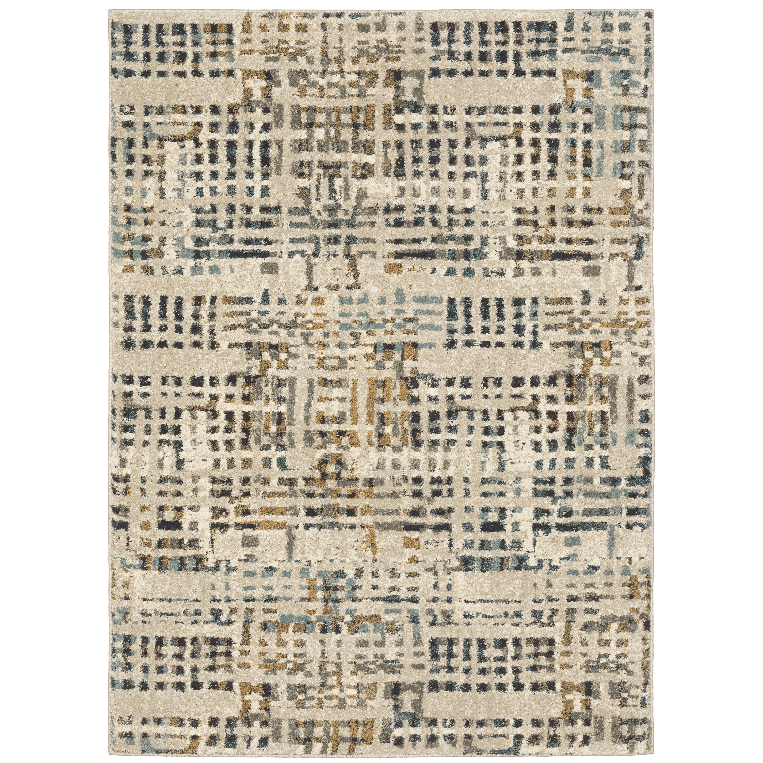 Oriental Weavers Carson 0748F plush modern rug featuring abstract pattern in beige/ grey tones