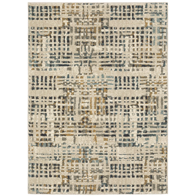 Oriental Weavers Carson 0748F plush modern rug featuring abstract pattern in beige/ grey tones