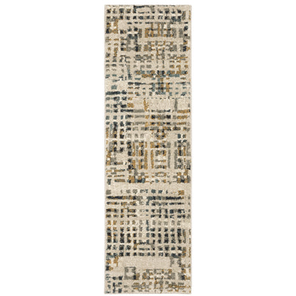 Oriental Weavers Carson 0748F plush modern rug featuring abstract pattern in beige/ grey tones