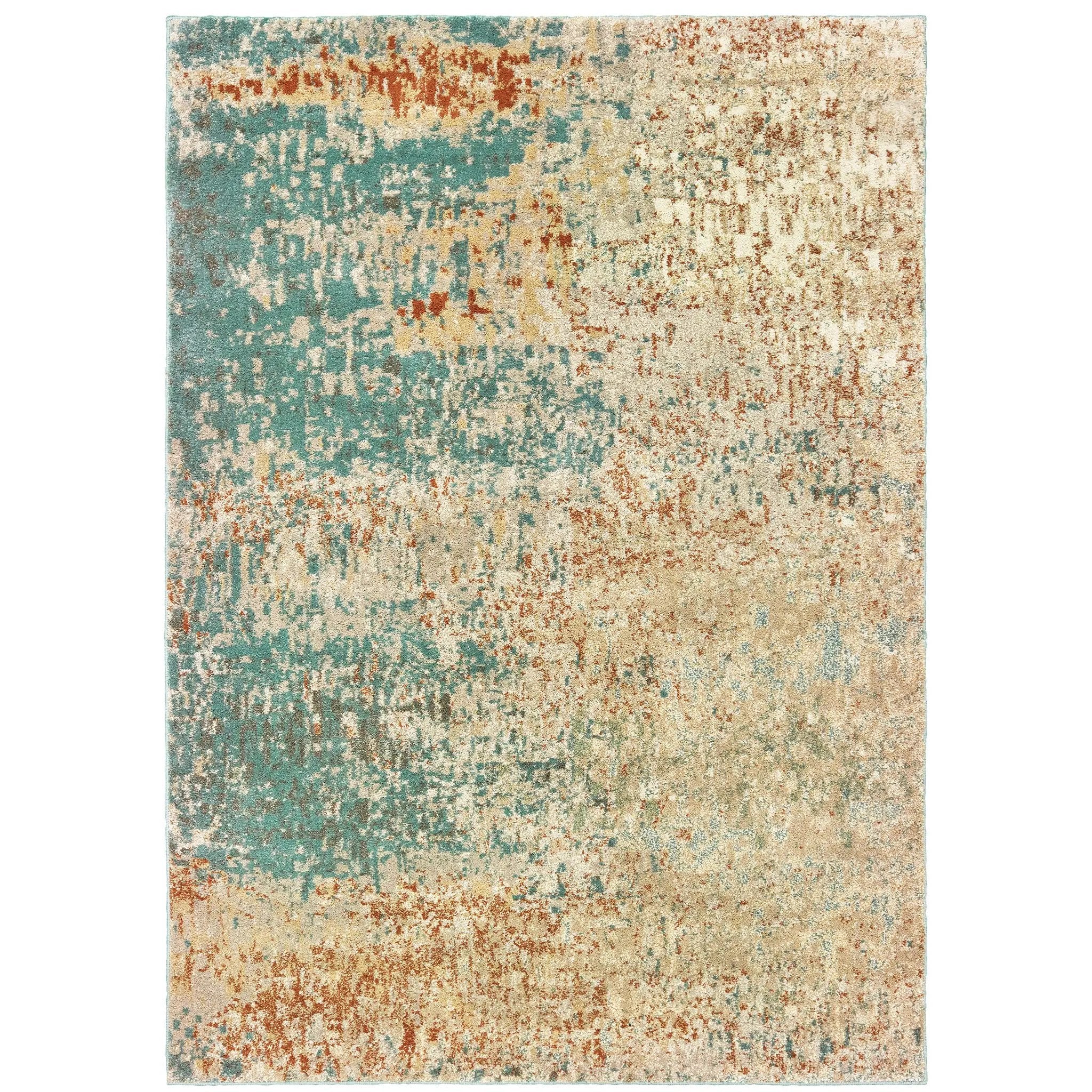 Carson 9654B Blue/ Orange Area Rug by Oriental Weavers