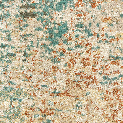 Oriental Weavers Carson 9654B plush modern rug featuring abstract pattern in blue/ orange tones