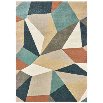 Oriental Weavers Carson 9659B plush modern rug featuring abstract pattern in blue/ orange tones