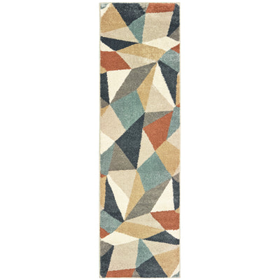 Oriental Weavers Carson 9659B plush modern rug featuring abstract pattern in blue/ orange tones