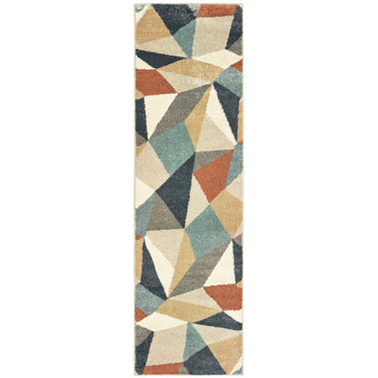Oriental Weavers Carson 9659B plush modern rug featuring abstract pattern in blue/ orange tones