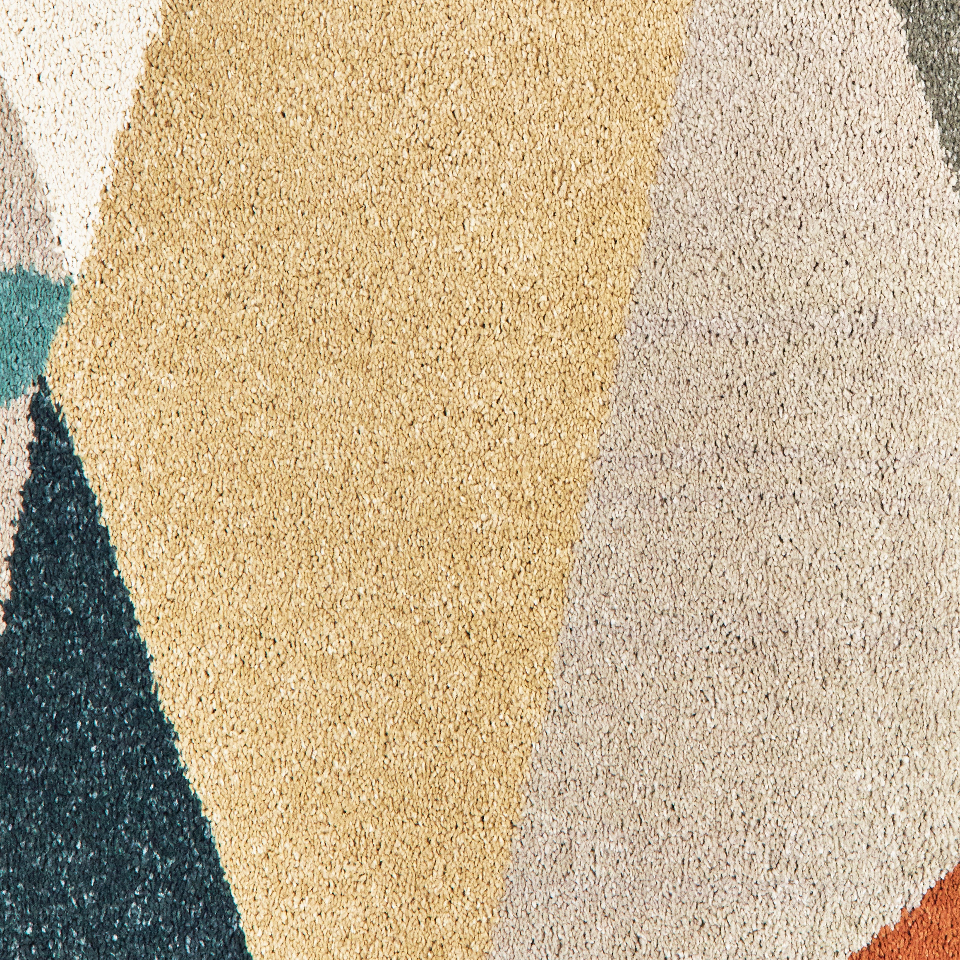 Oriental Weavers Carson 9659B plush modern rug featuring abstract pattern in blue/ orange tones