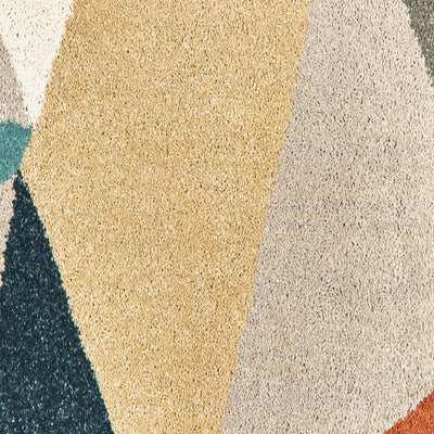 Oriental Weavers Carson 9659B plush modern rug featuring abstract pattern in blue/ orange tones