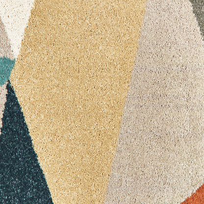 Oriental Weavers Carson 9659B plush modern rug featuring abstract pattern in blue/ orange tones