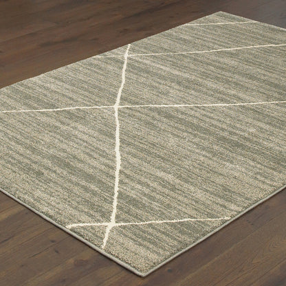 Oriental Weavers Carson 9661A plush modern rug featuring abstract pattern in grey/ ivory tones