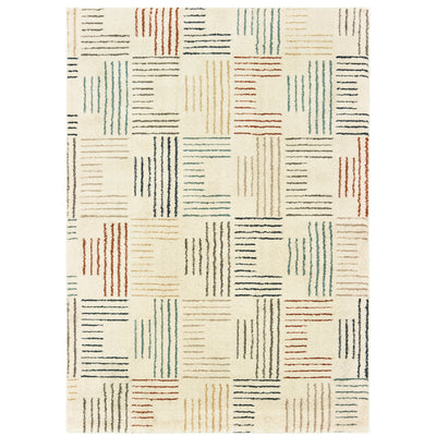 Oriental Weavers Carson 9663A plush modern rug featuring abstract pattern in ivory/ multi tones
