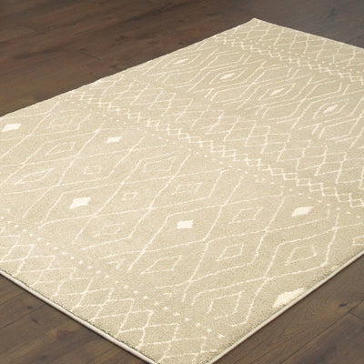 Oriental Weavers Carson 9665B plush modern rug featuring abstract pattern in sand/ ivory tones