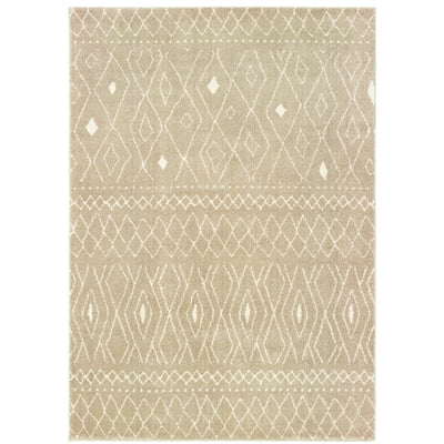Oriental Weavers Carson 9665B plush modern rug featuring abstract pattern in sand/ ivory tones