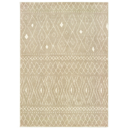Oriental Weavers Carson 9665B plush modern rug featuring abstract pattern in sand/ ivory tones