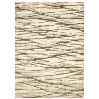 Oriental Weavers Carson 9671C plush modern rug featuring abstract pattern in ivory/ sand tones