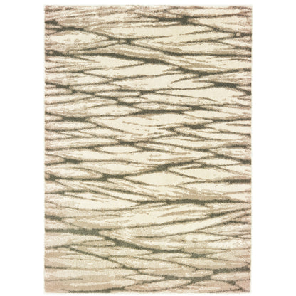 Oriental Weavers Carson 9671C plush modern rug featuring abstract pattern in ivory/ sand tones